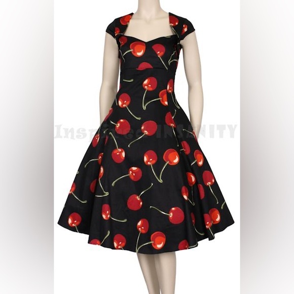 ✨NWT Collectif Regina Doll Cherry Stem Pinup Rockabilly 50s Midi Dress Small 6 - Picture 12 of 12